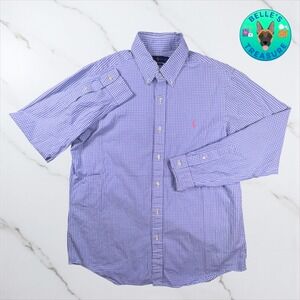 Ralph Lauren Shirt Men Large Classic Fit Baby Blue Gingham Button Down Pink Pony